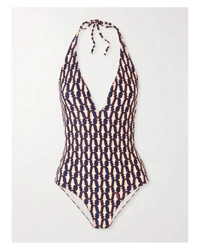 La DoubleJ Bedruckter Neckholder-badeanzug - Blau Blau