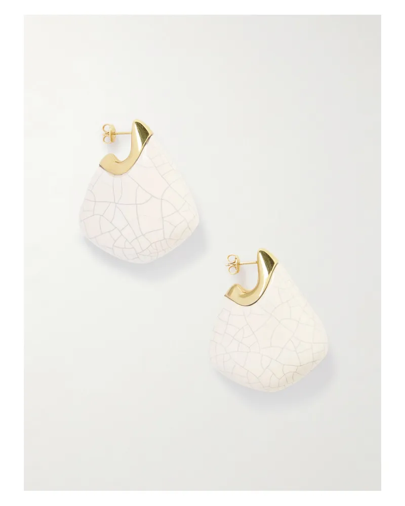 Bottega Veneta Gold-plated Ceramic Earrings - Off-white Off-white