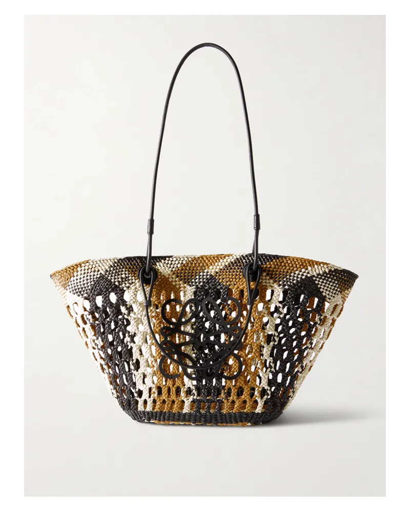 Loewe Paula's Ibiza Anagram Leather-trimmed Woven Palm Tote - Brown Brown