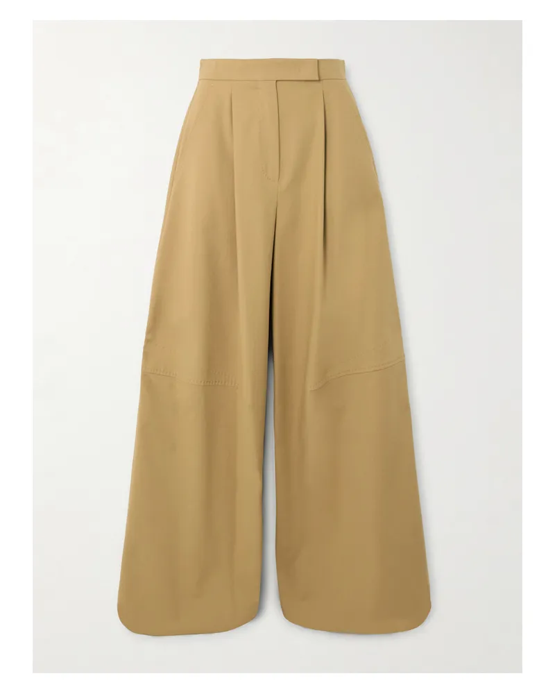 Max Mara Avoriaz Hose Mit Weitem Bein Aus Einer Baumwollmischung Mit Bundfalten - Braun Braun