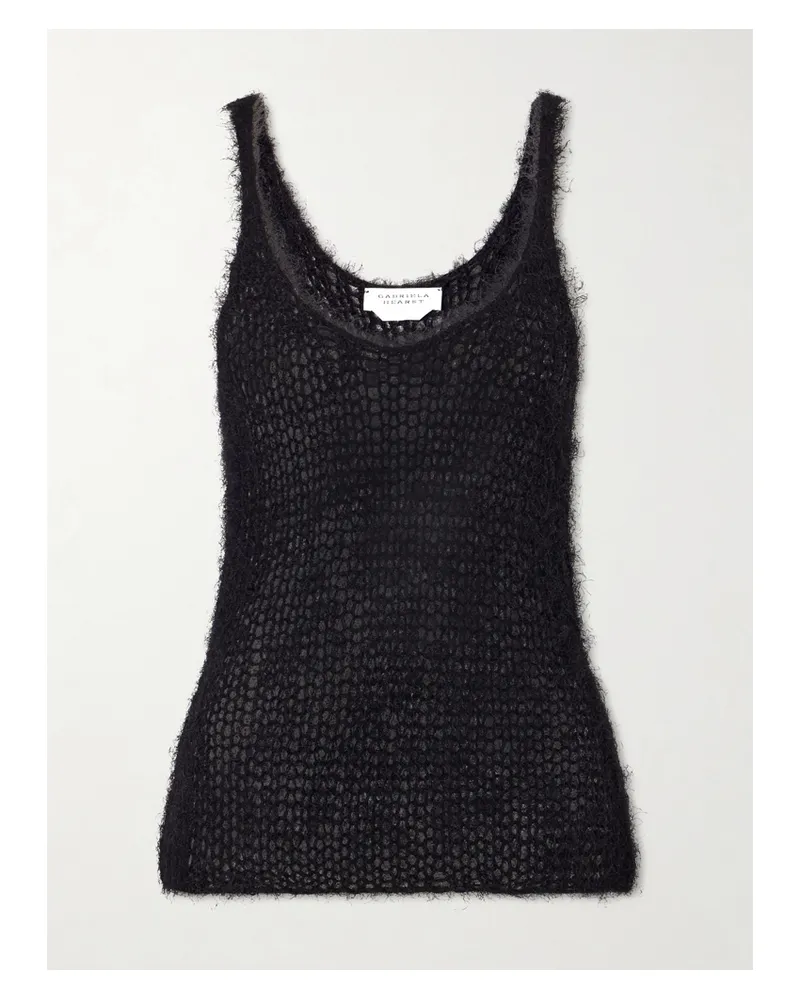 Gabriela Hearst Nur Open-knit Silk And Cashmere-blend Top - Black Black
