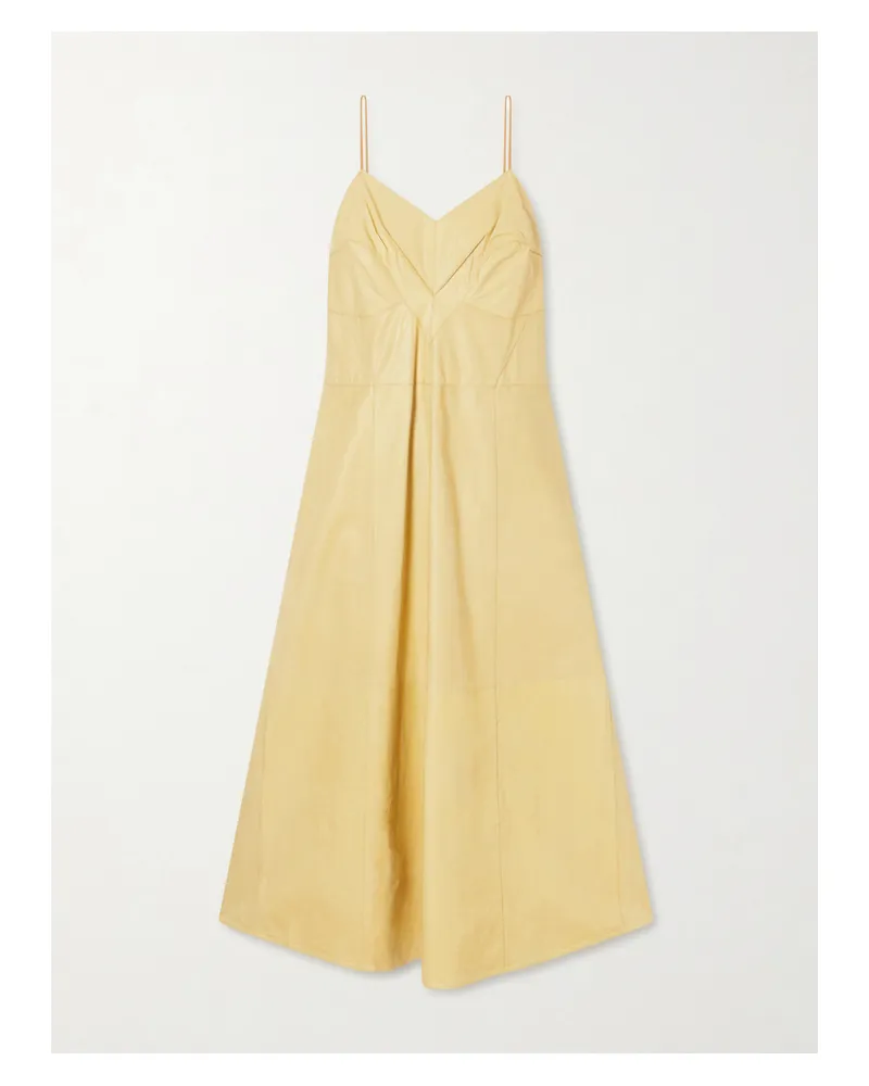 Calvin Klein Fia Leather Midi Dress - Neutrals Neutrals