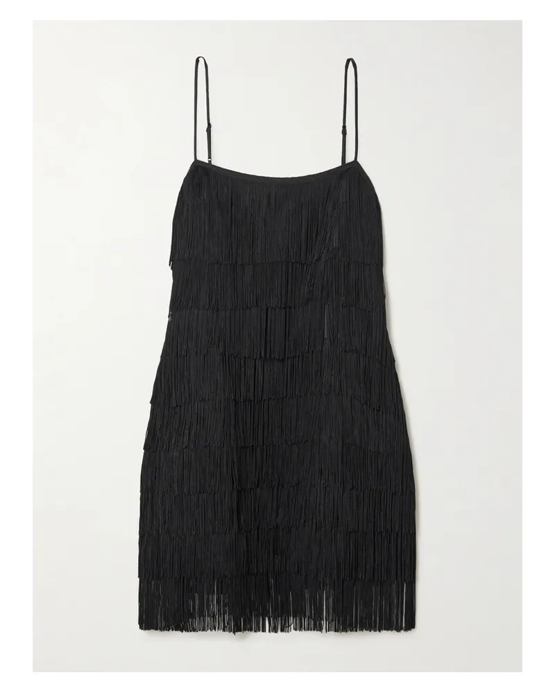 Olivia von Halle Lola Fringed Silk-crepe Mini Dress - Black Black