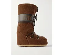 Icon Schneestiefel Aus Fleece Mit Kunstlederbesatz - Braun