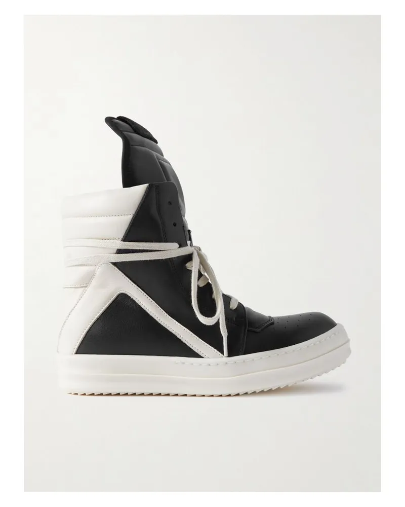 Rick Owens Geobasket Zweifarbige Sneakers Aus Leder - Schwarz Schwarz