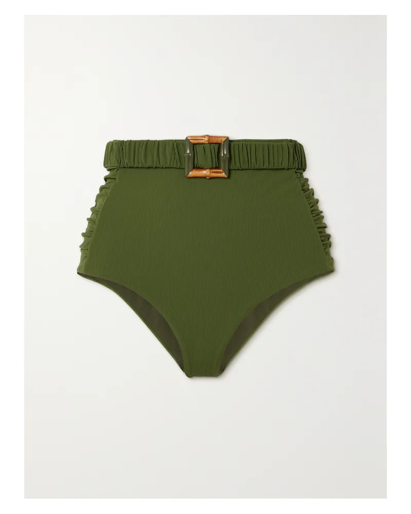 Johanna Ortiz Net Sustain Orinka Geripptes Bikini-höschen Mit Gürtel - Grün Grün