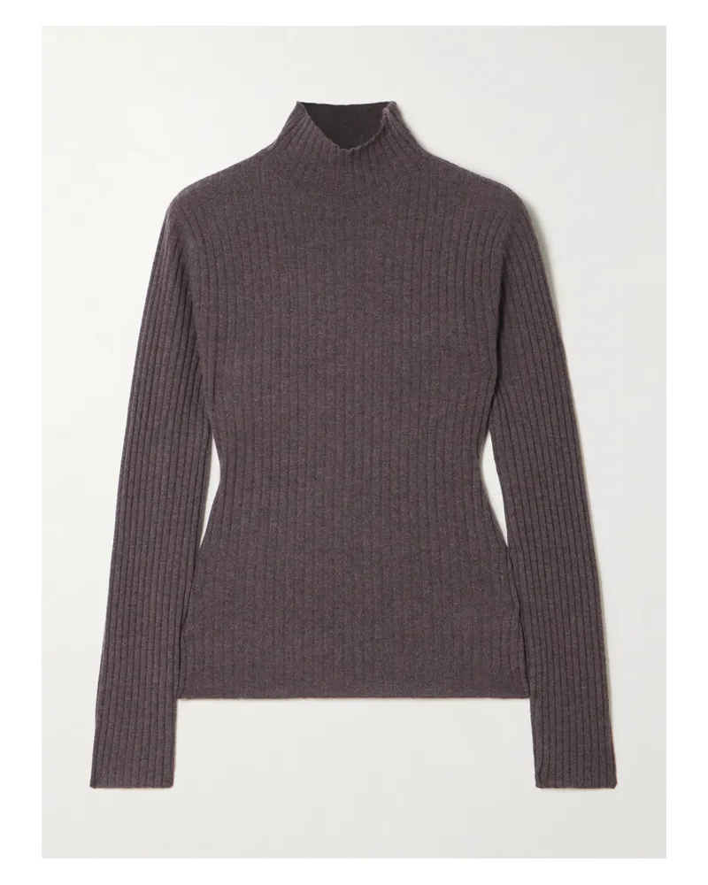 arch4 Ariana Ribbed Turtleneck Cashmere Sweater - Brown Brown