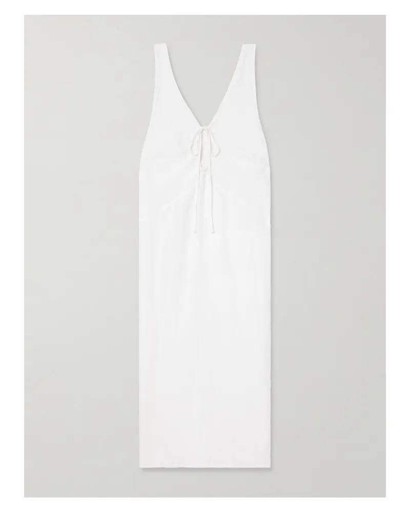 Deiji Studios Midikleid Aus Vorgewaschenem Leinen Mit Cut-out - Weiß Weiß
