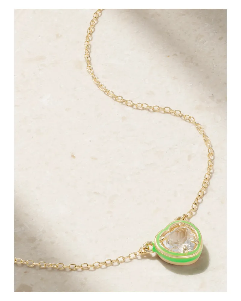 Alison Lou Heart Kette Aus 14 Karat Gold Mit Emaille Und Topas Gold