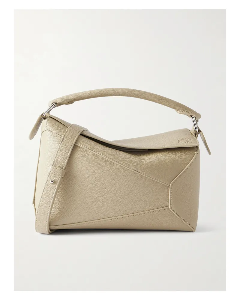 Loewe Puzzle Edge Small Textured-leather Shoulder Bag - Off-white Off-white