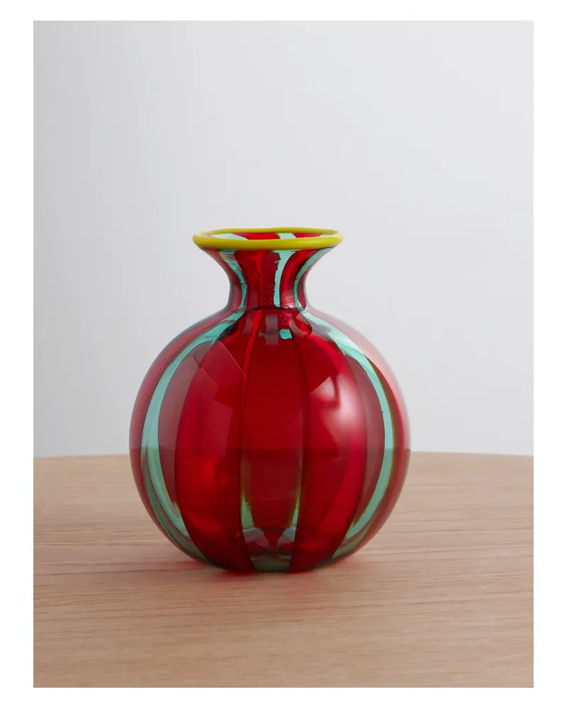 La DoubleJ Mini Ciccio Striped Murano Glass Vase - Red Red