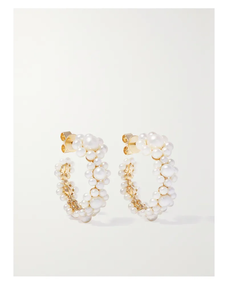 Sophie Bille Brahe Jardin Boucle 14-karat Gold Pearl Earrings - White White