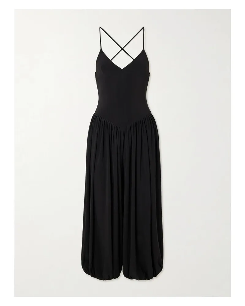 Norma Kamali Kenny Jumpsuit Aus Stretch-jersey Mit Raffungen - Schwarz Schwarz