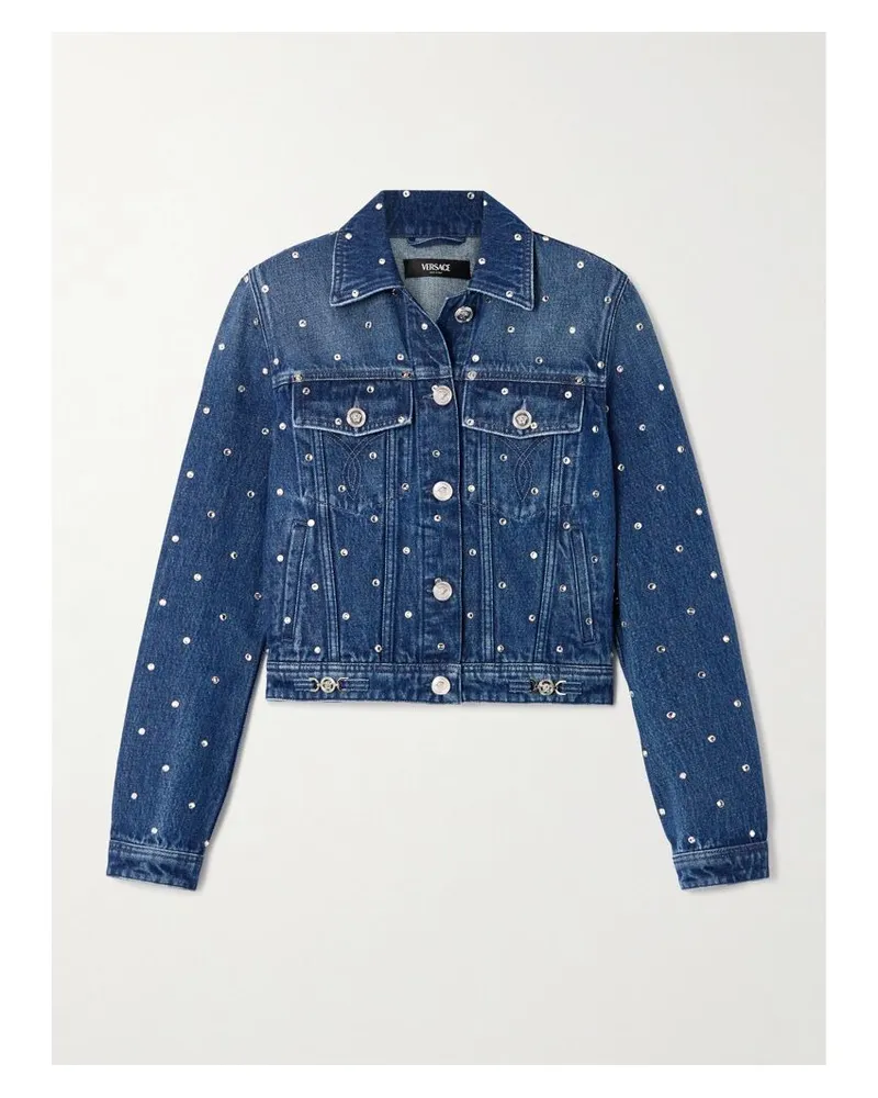 Versace Jeansjacke Mit Nieten - Blau Blau