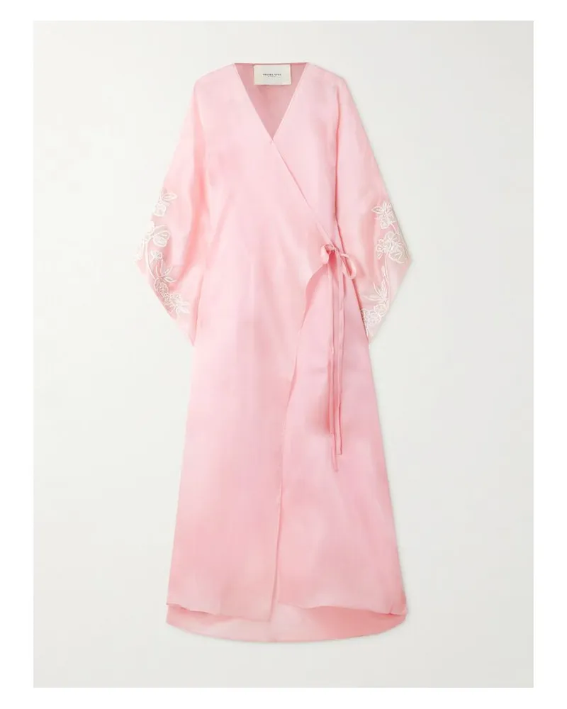 SHATHA ESSA Wickelrobe Aus Bioseide Mit Stickereien Und Pailletten - Pink Pink