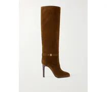 Diane Logo-embellished Suede Knee Boots - Brown
