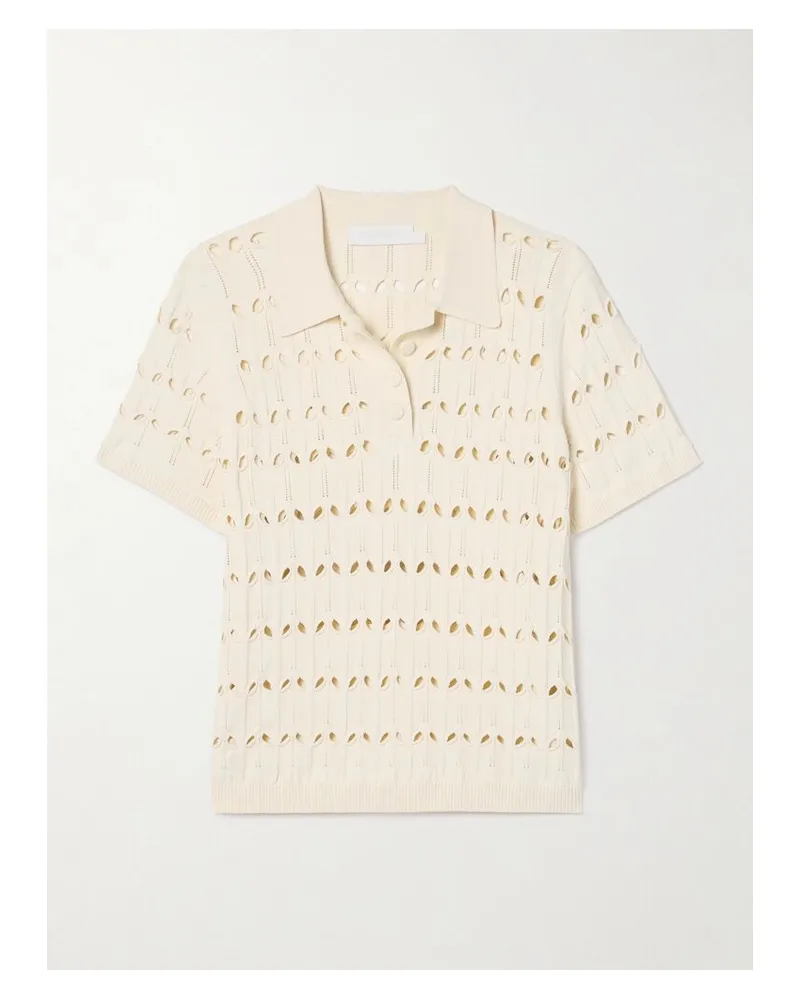 Zimmermann Rhiannon Polohemd Aus Pointelle-strick Mit Cut-outs - Creme Creme