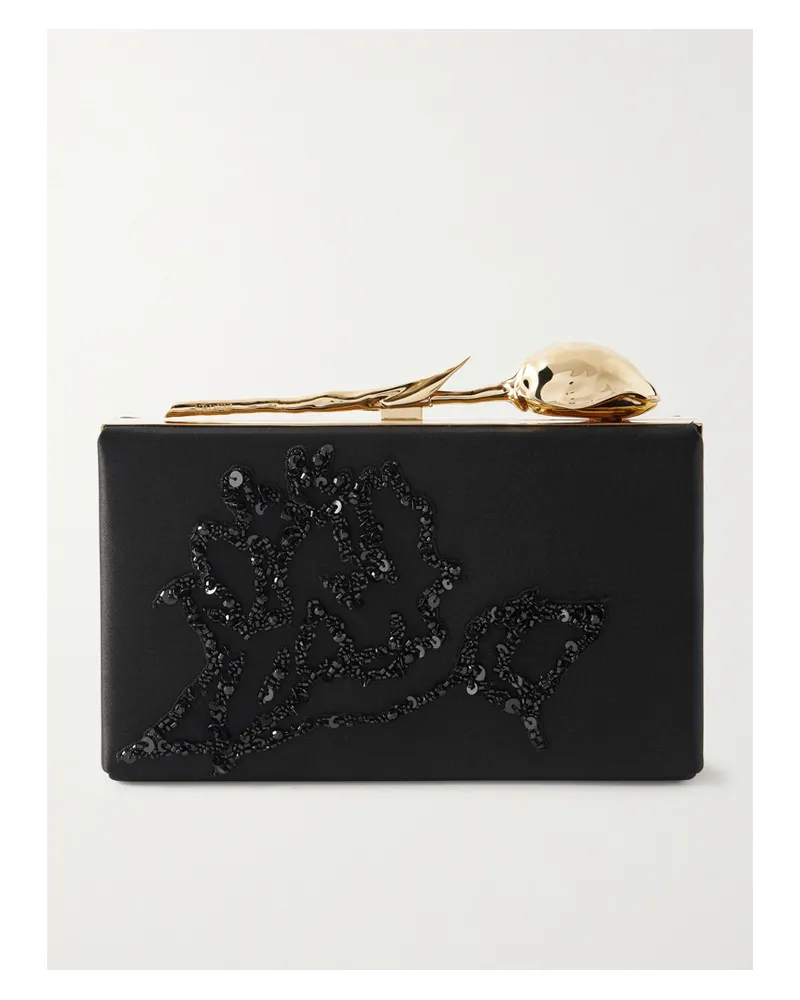 Erdem Bloom Clutch Mit Verzierungen - Schwarz Schwarz