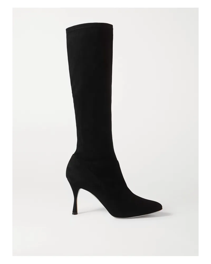 Manolo Blahnik Pamfilo 90 Stretch-suede Knee Boots - Black Black