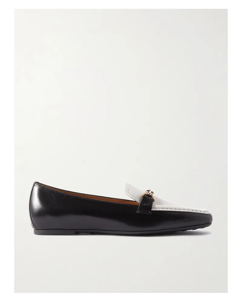 TOD'S Zweifarbige Loafers aus Leder mit Verzierung Schwarz