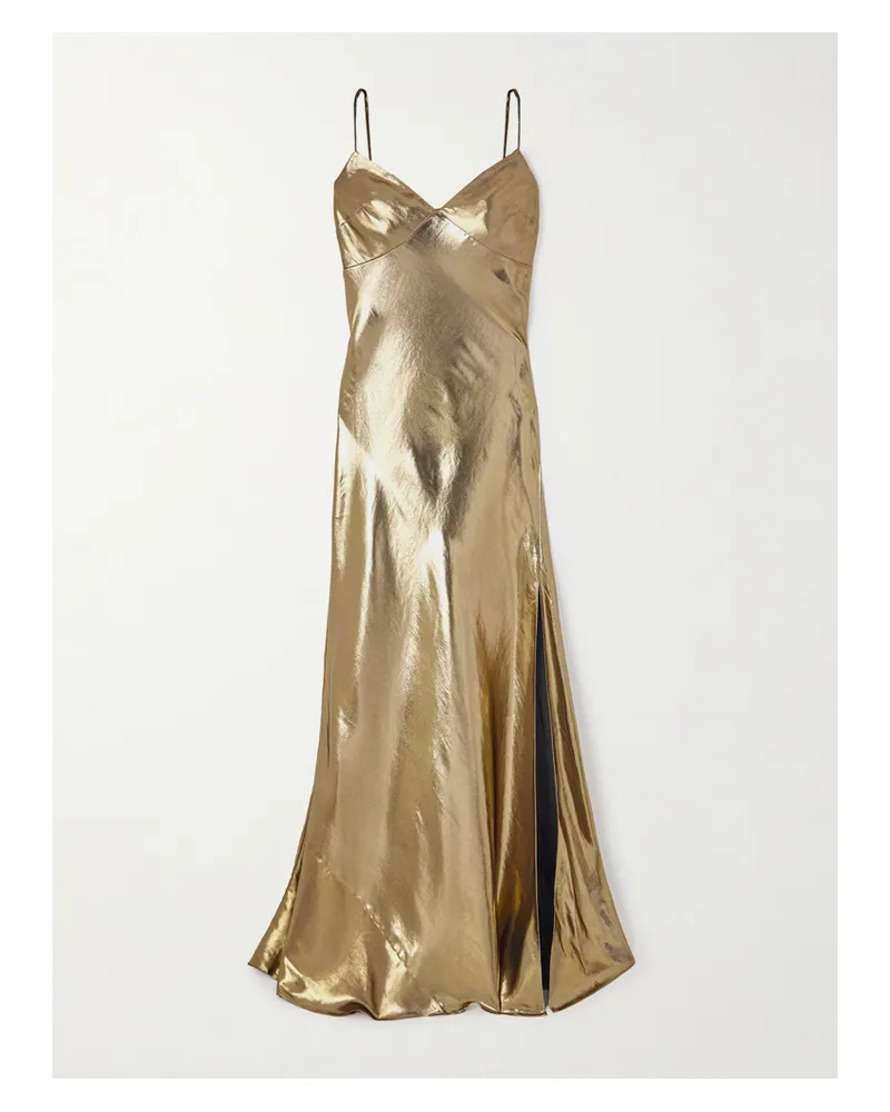 Self-Portrait Maxikleid Aus Satin - Gold Gold