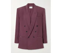 Double-breasted Silk-habotai Blazer - Burgundy