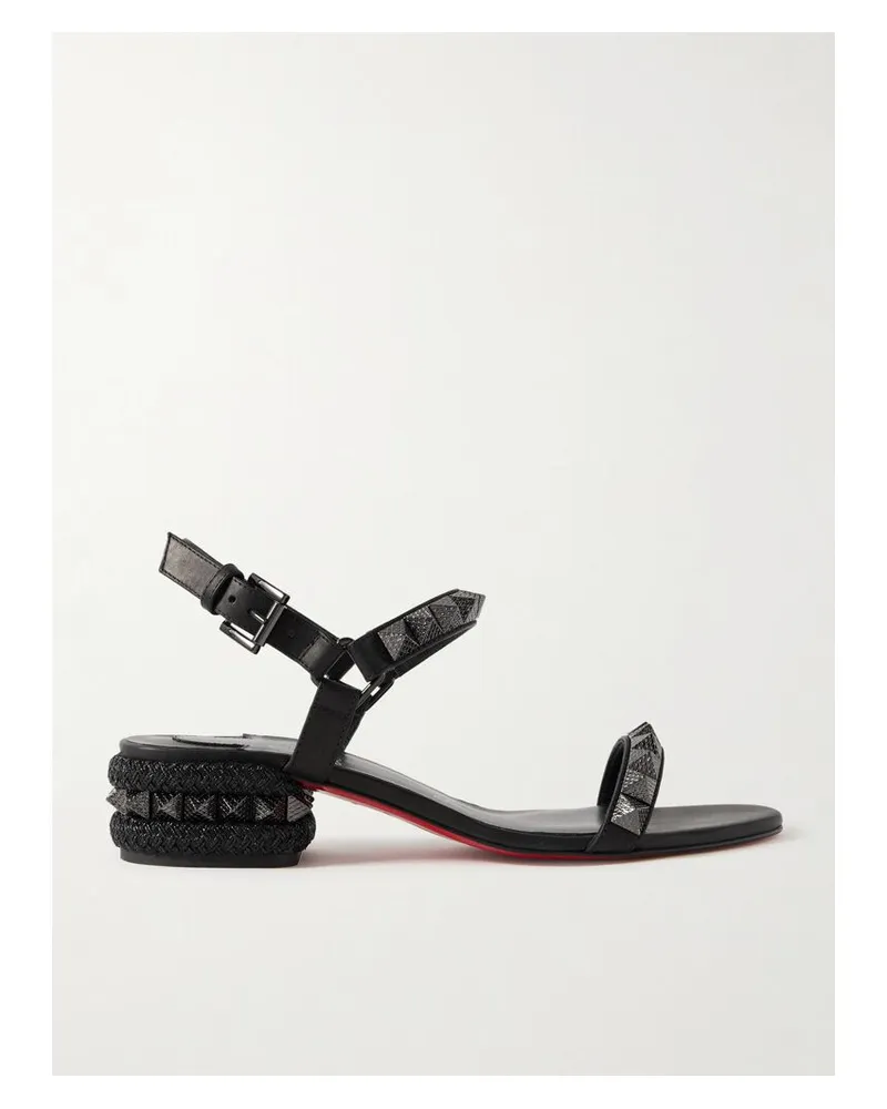 Christian Louboutin Pyrasand 30 Sandalen Aus Lackleder Mit Nieten - Schwarz Schwarz