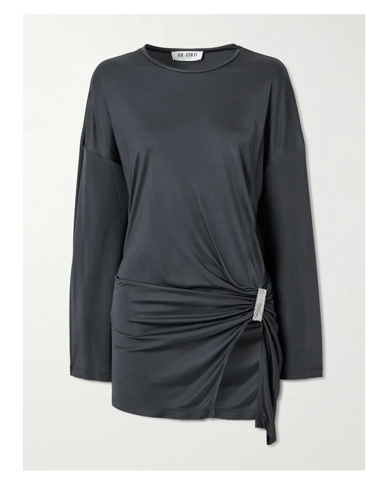 ATTICO Minikleid Aus Jersey Mit Raffungen Und Verzierung - Grau Grau