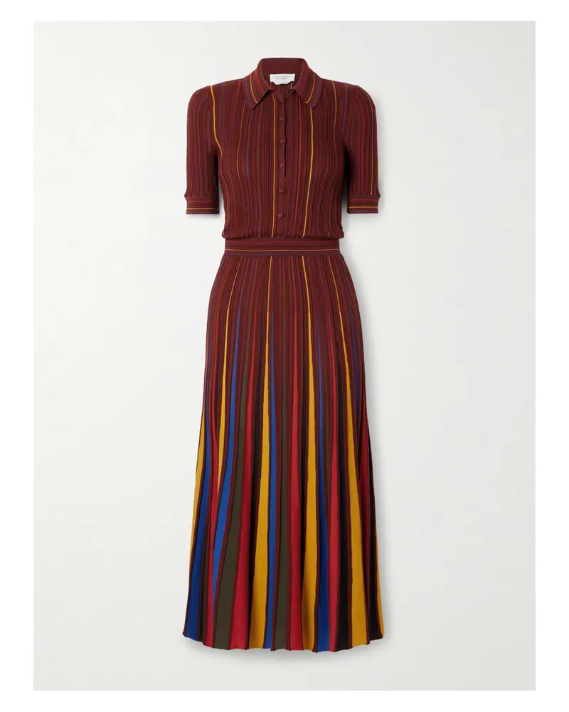 Gabriela Hearst Calypso Midikleid Aus Gerippter Merinowolle Mit Streifen - Burgunder Burgunder