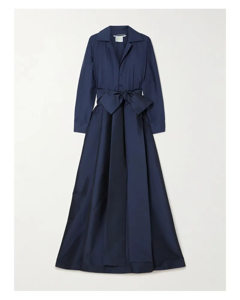 BERNADETTE Beatrice Maxi-hemdblusenkleid Aus Taft Mit Bindegürtel - Blau Blau