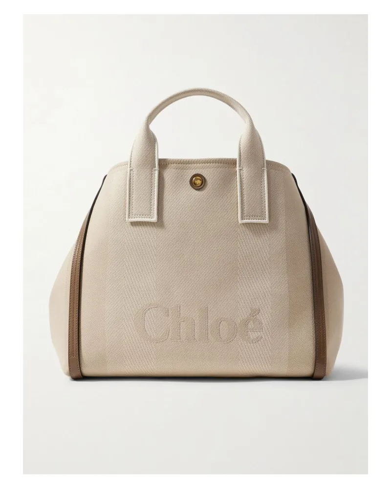Chloé Carry Tote Aus Canvas Mit Jacquard-muster Und Lederbesätzen - Neutral Neutral