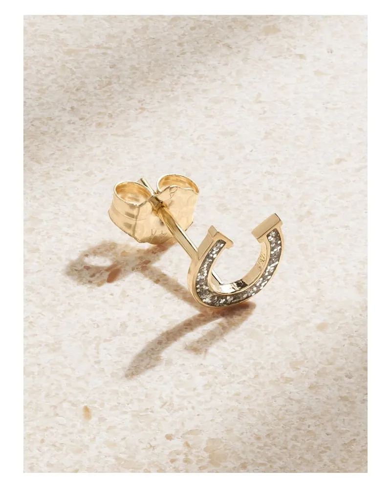 Alison Lou Horseshoe Einzelner Ohrring Aus 14 Karat Gold Mit Emaille Gold