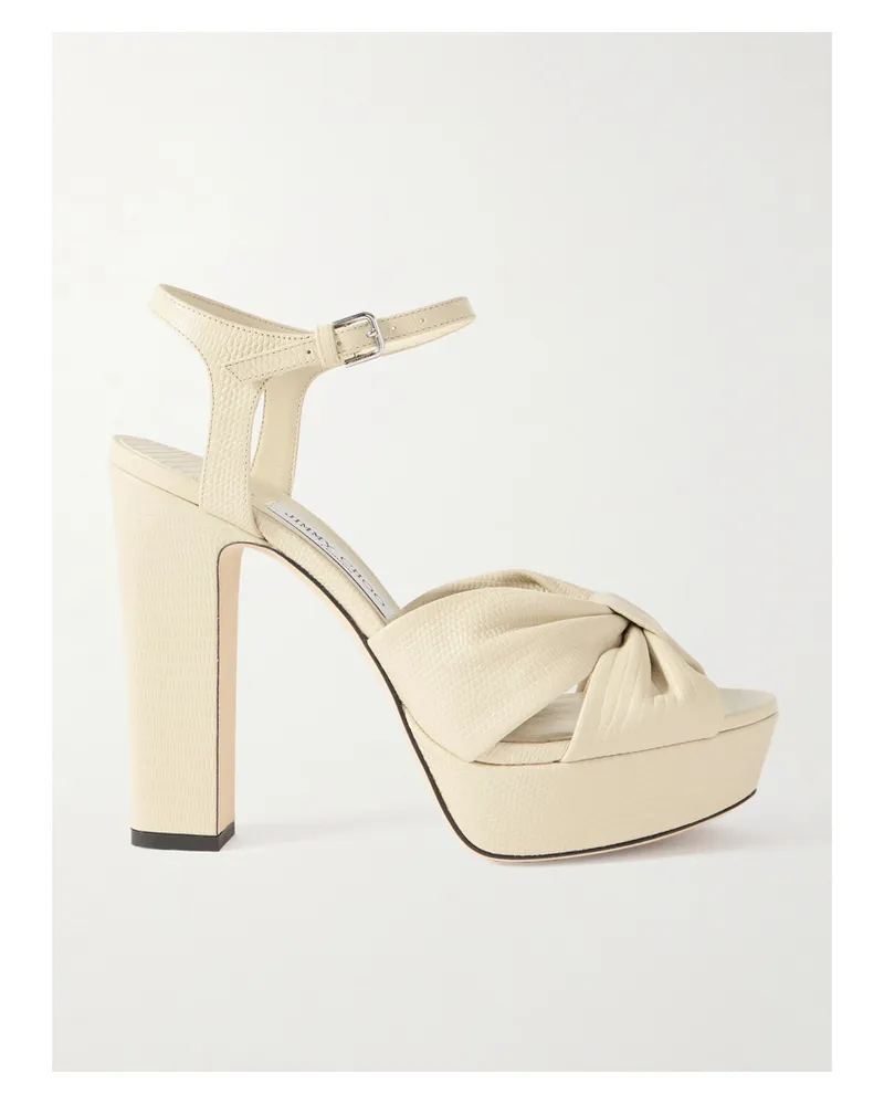 Jimmy Choo Heloise 120 Plateausandalen Aus Leder Mit Eidechseneffekt Und Schleife - Neutral Neutral