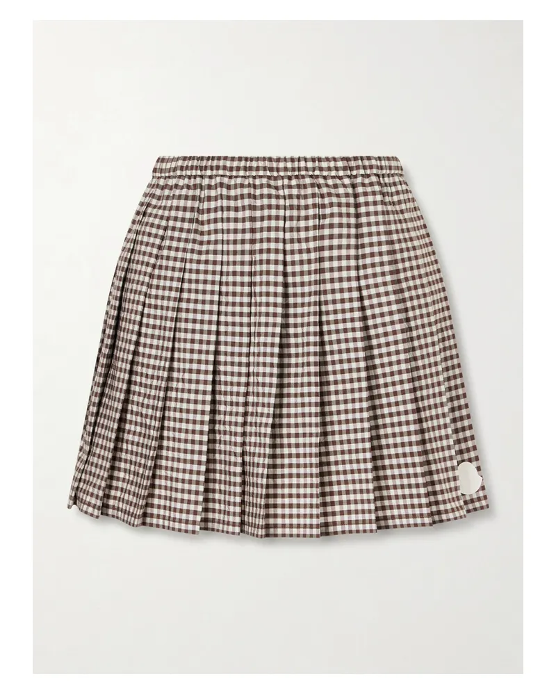 Moncler Minirock Aus Einer Baumwollmischung Mit Gingham-karo, Falten Und Applikation - Braun Braun