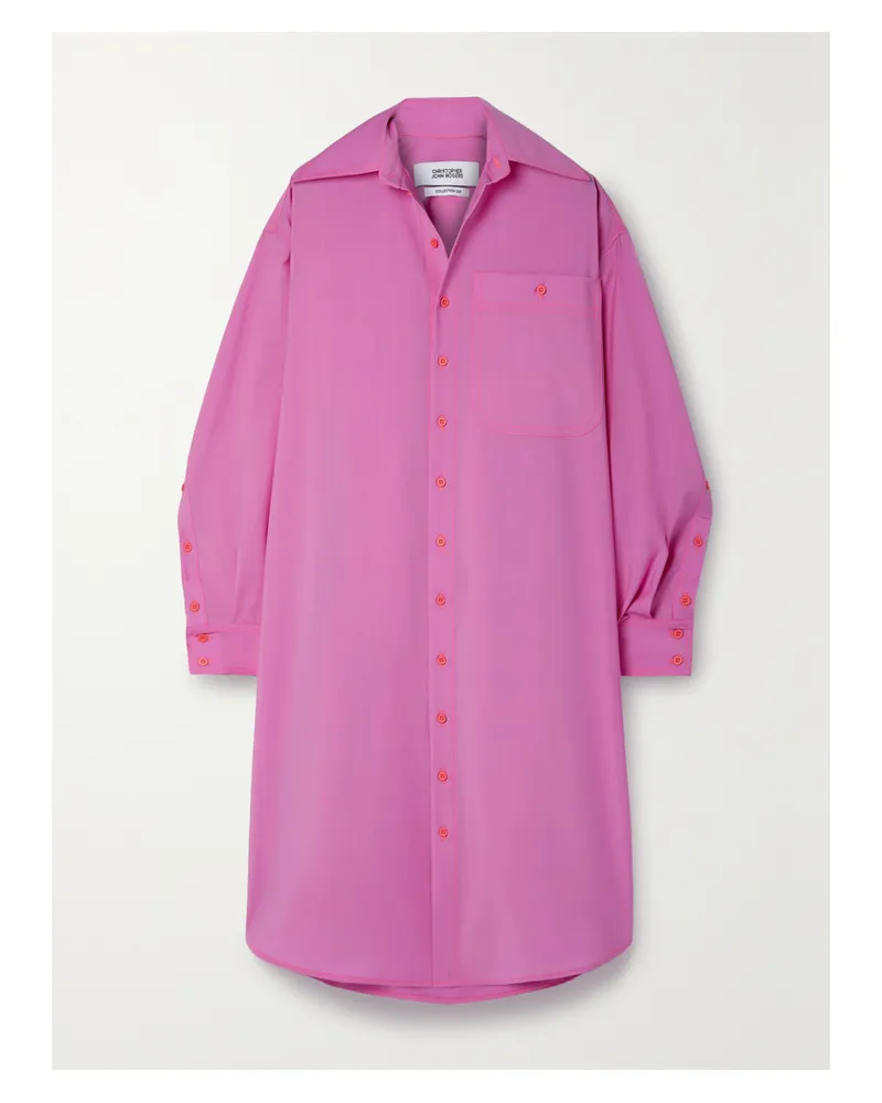 Christopher John Rogers Midi-hemdblusenkleid Aus Wolle Mit Knöpfen In Oversized-passform - Pink Pink
