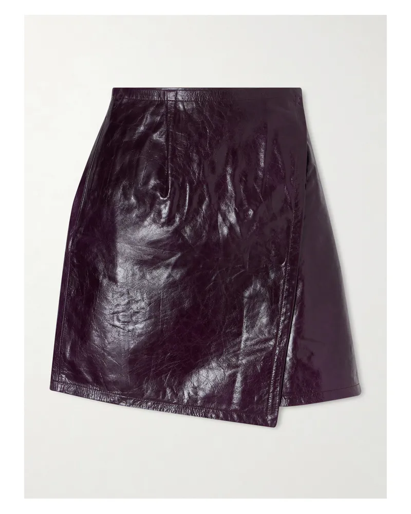 Co Leather Mini Wrap Skirt - Burgundy Burgundy