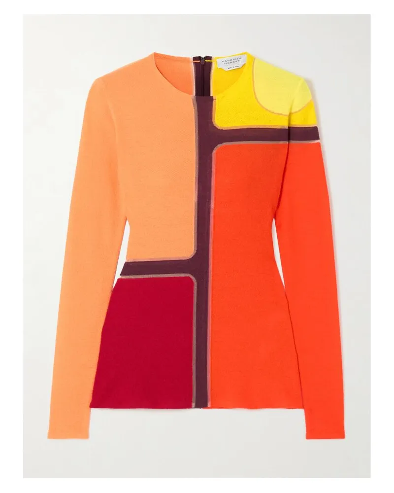Gabriela Hearst Atreus Pullover Aus Einer Wollmischung In Colour-block-optik - Orange Orange