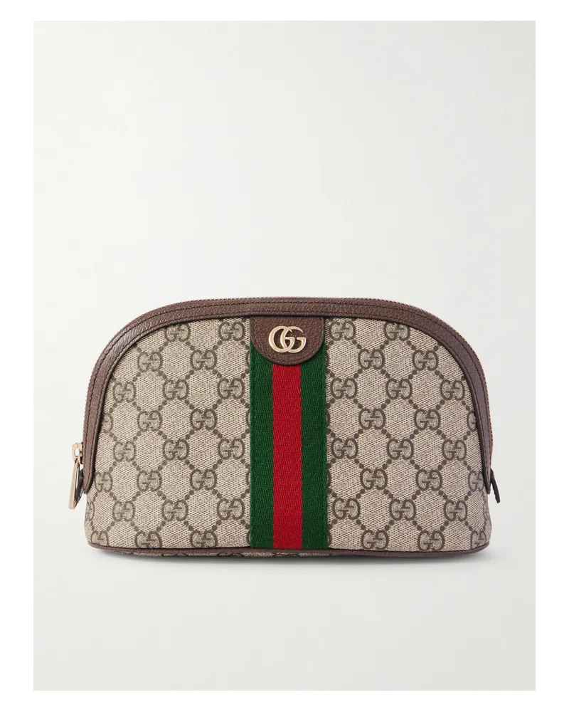 Gucci Ophidia Kosmetiktasche Aus Beschichtetem Canvas Mit Besätzen Aus Leder Und Webband - Neutral Neutral