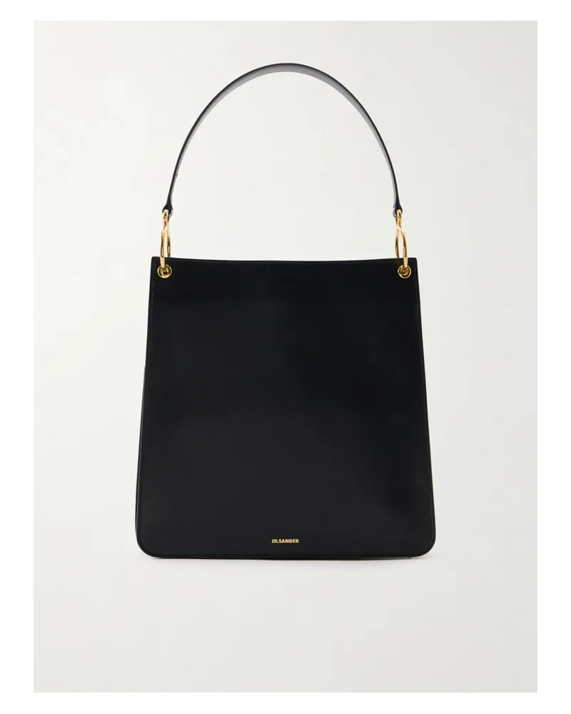 Jil Sander Otto Medium Leather Shoulder Bag - Black Black