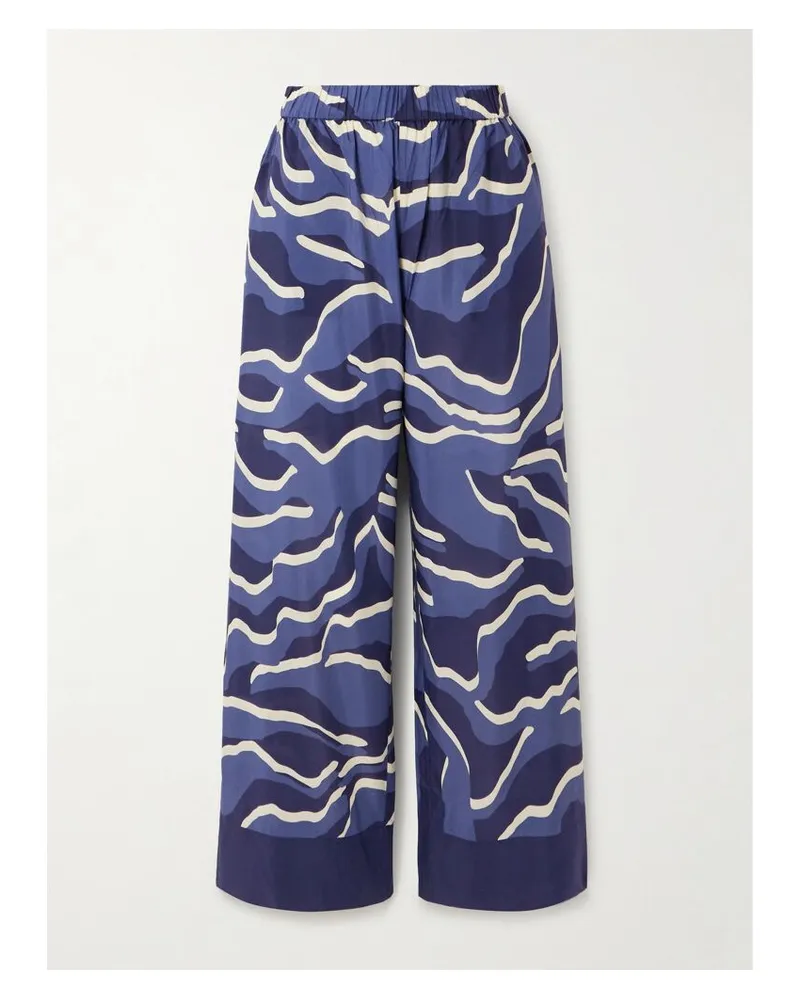 Eres Continent Atoll Hose Aus Bedrucktem Voile Aus Einer Baumwoll-seidenmischung - Blau Blau