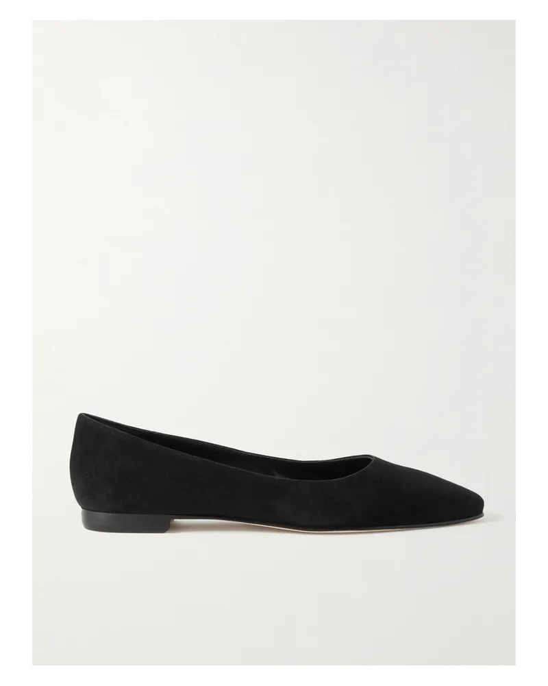 Manolo Blahnik Gelista Suede Ballet Flats - Black Black