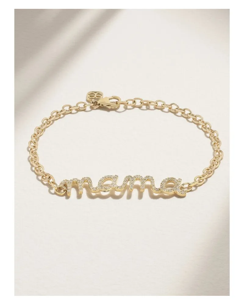 Sydney Evan Large Mama Script Armband Aus 18 Karat Gold Mit Diamanten Gold