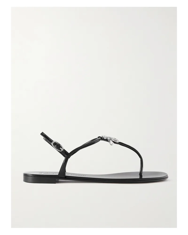 Giuseppe Zanotti Cantadora Zehensandalen Aus Lacklederimitat Mit Kristallen - Schwarz Schwarz