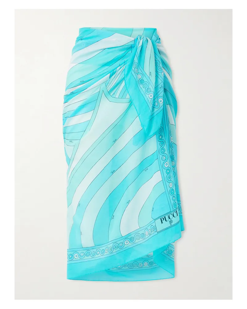 Emilio Pucci Pareo Aus Bedrucktem Baumwoll-voile - Blau Blau