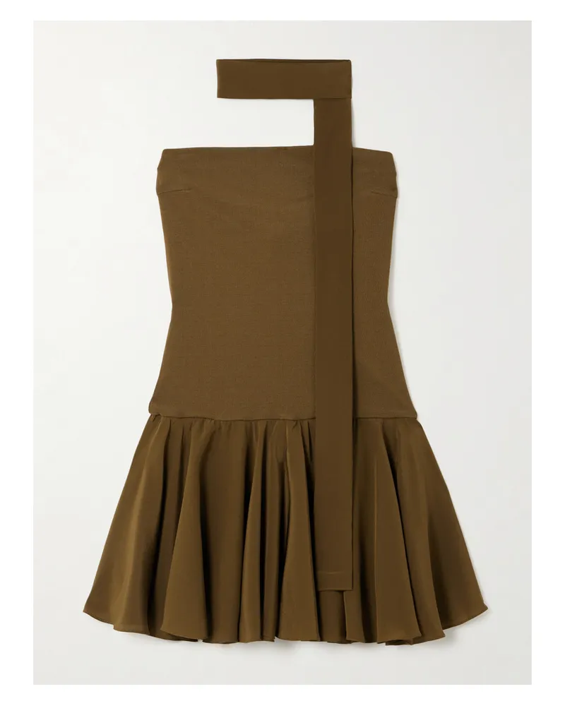 Esse Studios Illi Trägerloses Minikleid Aus Stretch-strick Und Crêpe De Chine Aus Seide Mit Schal - Grün Grün