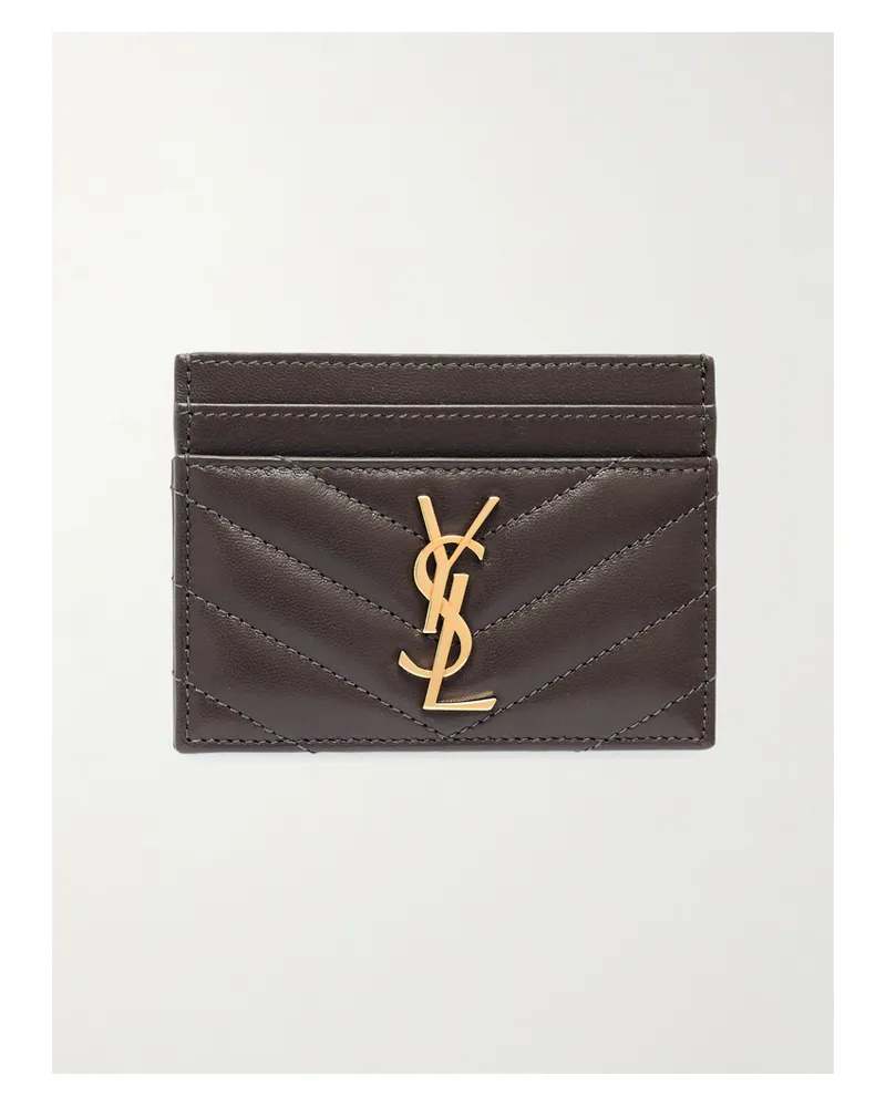 Saint Laurent Cassandre Matelassé Leather Cardholder - Gray Gray