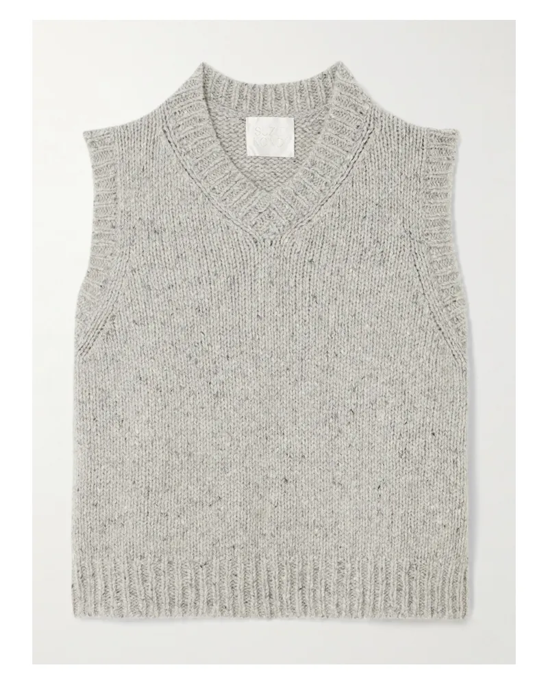 Suzie Kondi Nico Cropped Cashmere Sweater Vest - Gray Gray