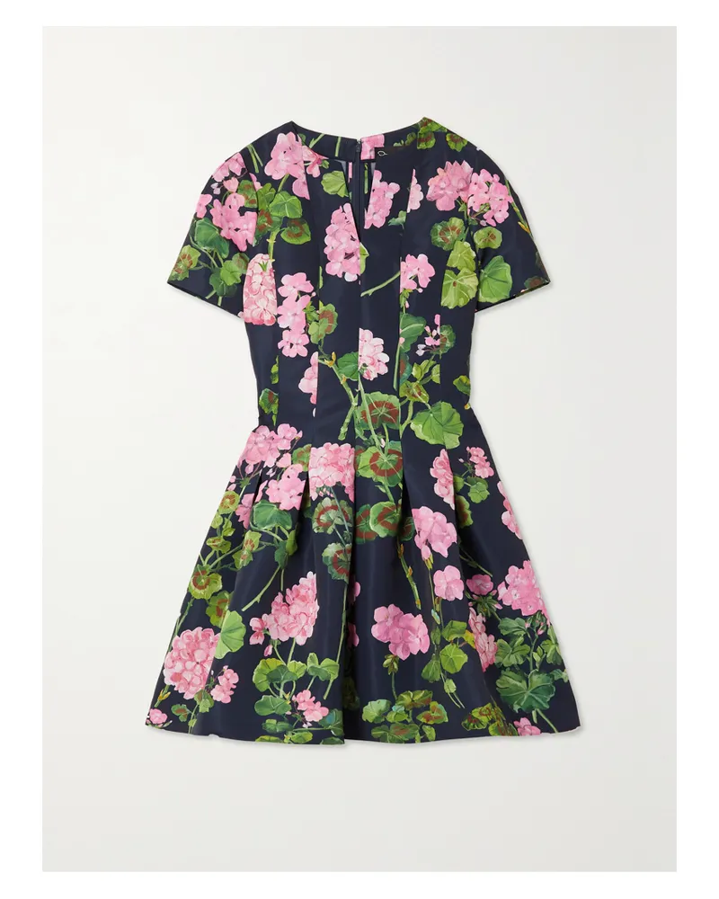 Oscar de la Renta Kleid Aus Faille Mit Blumenprint Und Falten - Blau Blau