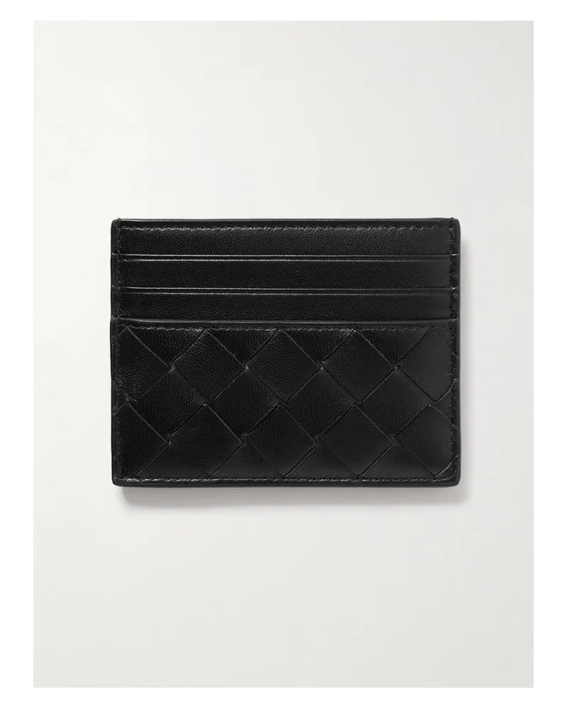 Bottega Veneta Intrecciato Leather Cardholder - Black Black
