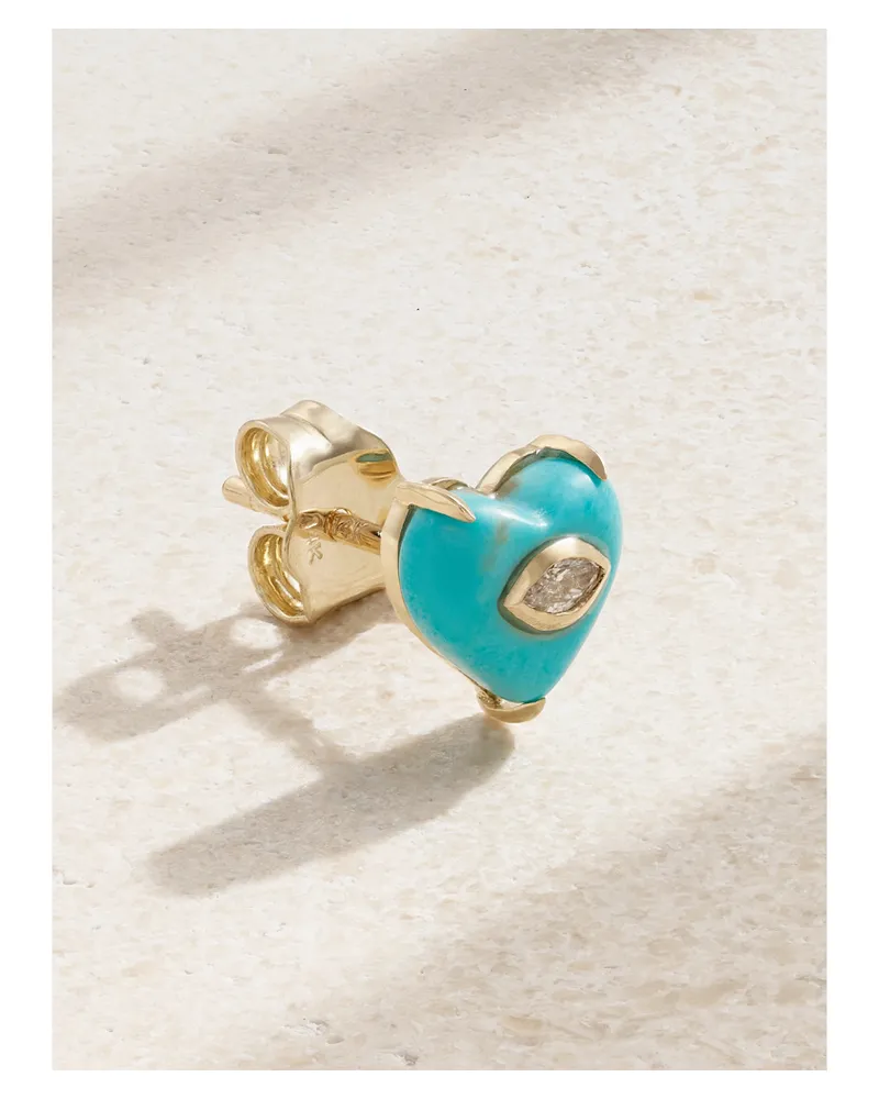 Sydney Evan 14-karat Gold, Turquoise And Diamond Single Earring - Green Green